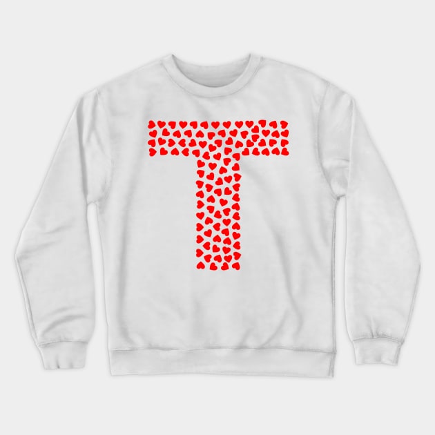 Letter T Heart Shape Initial Crewneck Sweatshirt by Sanu Designs